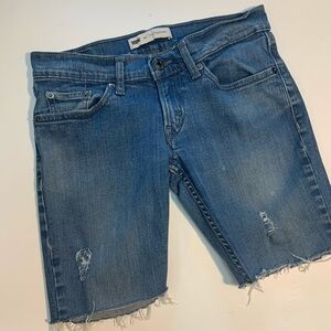 Levi’s 524 Super Low Frayed Denim Cut Off Shorts